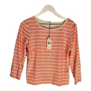 Sophie Max Patterned Shirt Orange and White Size Large NWT